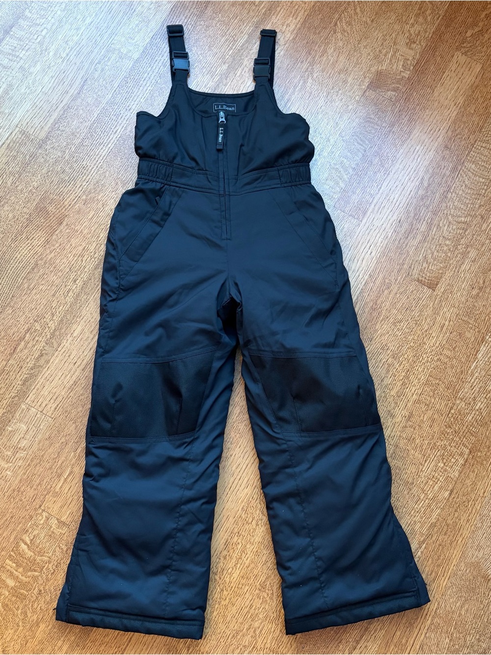 L.L. Bean Kids Cold Buster Snow Bibs Pants Overall Black Size 6X-7 Insulated EUC